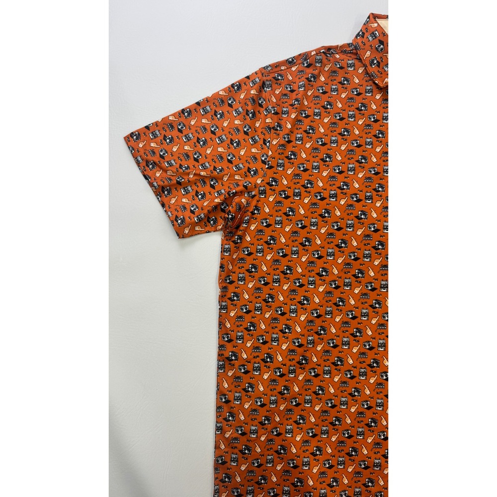 Old Row Men XL Orange Tailgate Print Performance Polo Shirt Short Sleeve Stretch - Picture 9 of 16